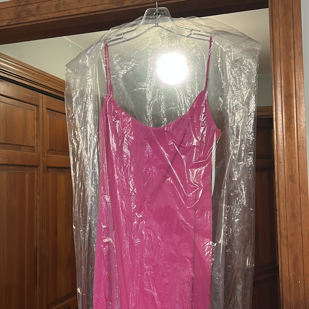 Katie May Gina Hot Pink Spaghetti Strap Formal Gown Size Medium - Picture 5 of 7